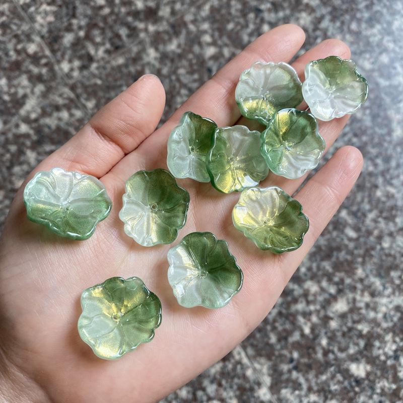 10-Piece Set: 22x24mm 3D Lotus Leaf DIY Hairpin Material for Ancient Style Jade Hairpins