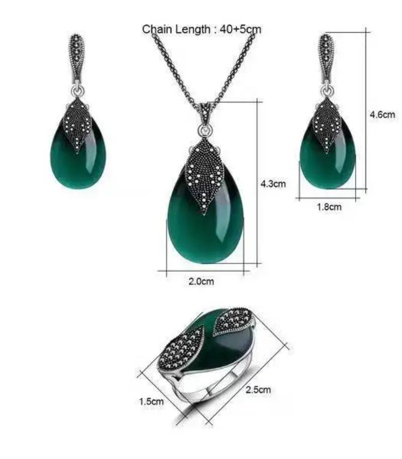 New Temperament Diamond Inlaid Women's Artificial Gem Retro  Set