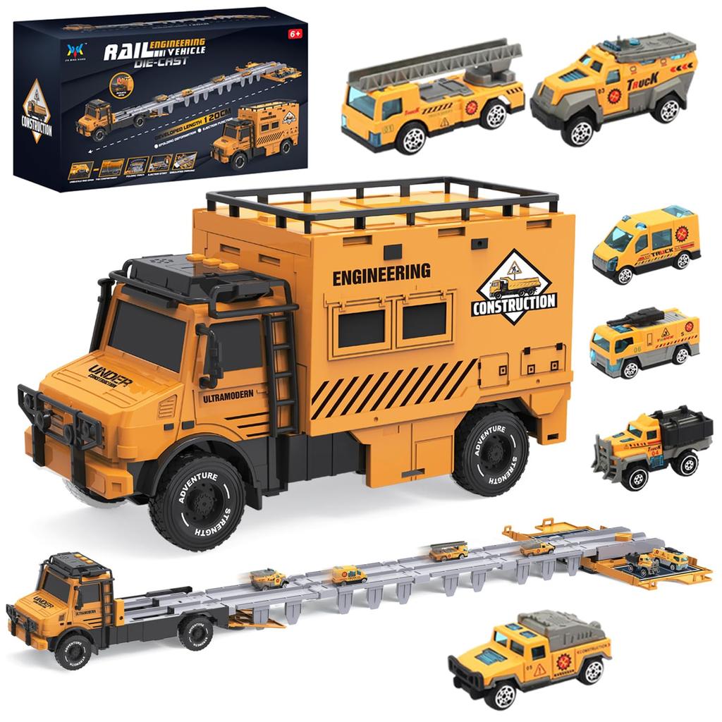 Heculos Car 7 Construction Vehicle Includes Catapult Type Work Mini Christmas Birthday Kindergarten Educational Toy Toy, Set, Sound, Rail, Vehicle,