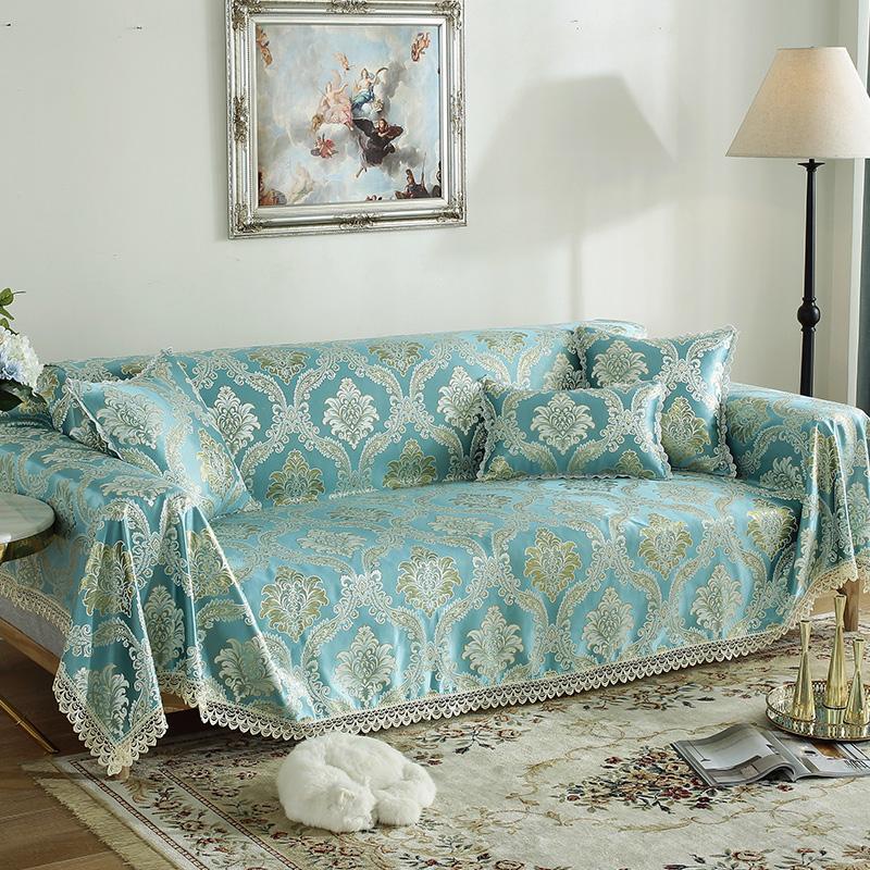European Style Jacquard Sofa Towel with Tassels for Living Room, Decorative Slipcover, Dustproof, Luxury, 1 Pc