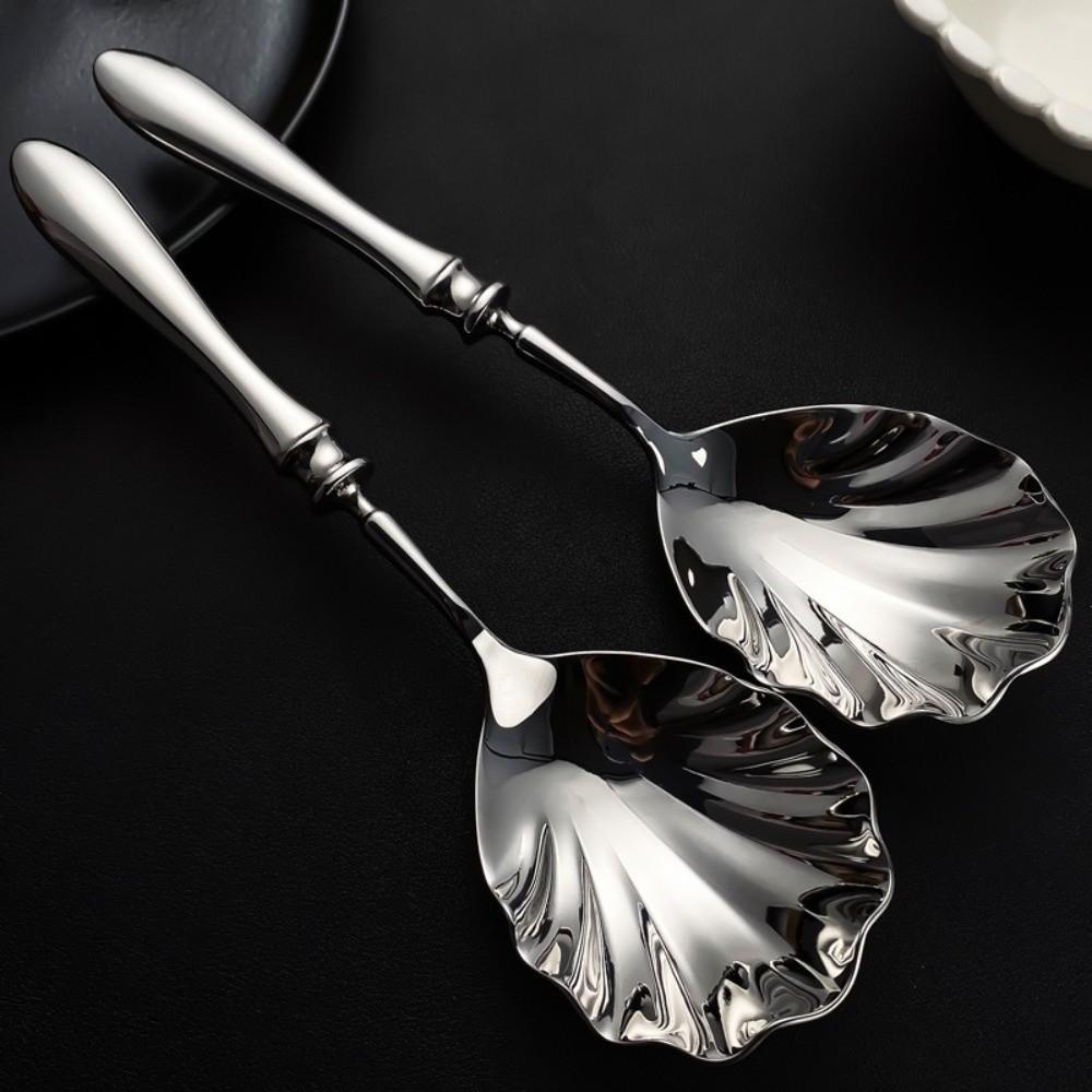 French Dessert Spoons Shell Shape Soup Spoon Creative Table Serving Spoons  Restaurant