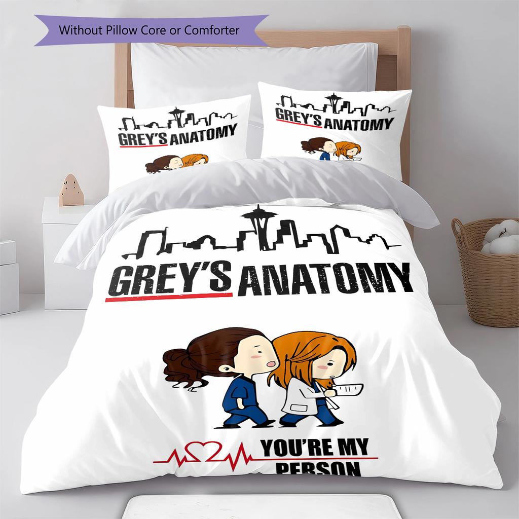 Biancheria da letto con motivo Grey's Anatomy, Set copripiumino Copripiumino Federa Regalo di Compleanno per la Casa (1 * copripiumino + 2 * federa, senza nucleo)