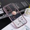 KADEM Rhinestone Flower Cover for Oppo A57 (2022) 5G/A77 5G Electroplated Clear TPU Phone Case with Ring Kickstand