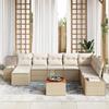 VidaXL Ensemble de Canapé de Jardin 9 Pièces avec Coussins Beige Poly Rotin Acacia 3347995