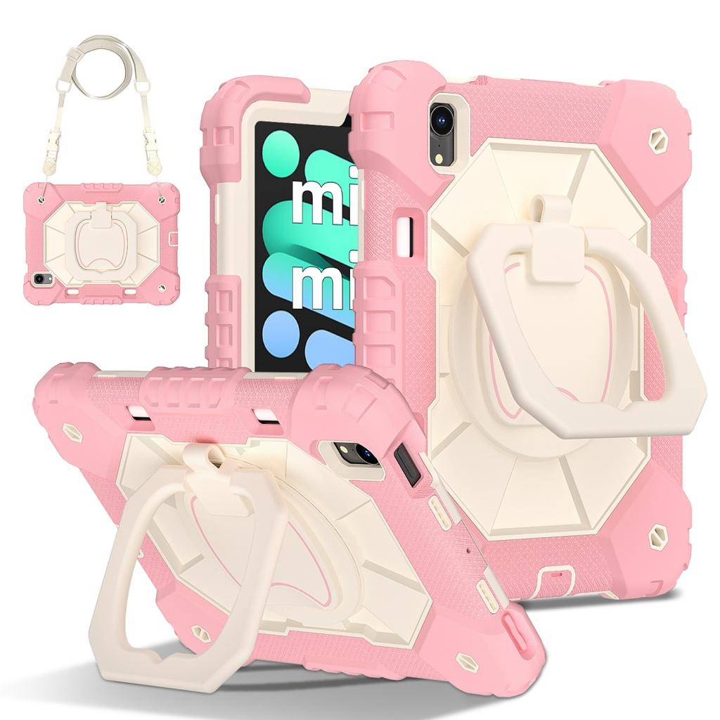 For Apple iPad Mini (2024) 360° Rotating Grip Heavy Duty Protection Stand TPU+PC 3in1 Anti-knock Shockproof Tablets PC Case