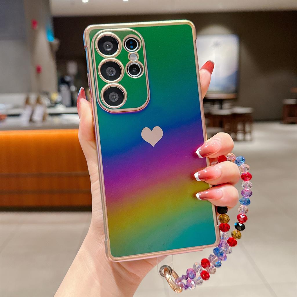 Použitelné pro pouzdro na mobilní telefon Samsung S25ultra Samsung S24 Silikonová strana Láska S23 Nová křišťálová šňůrka