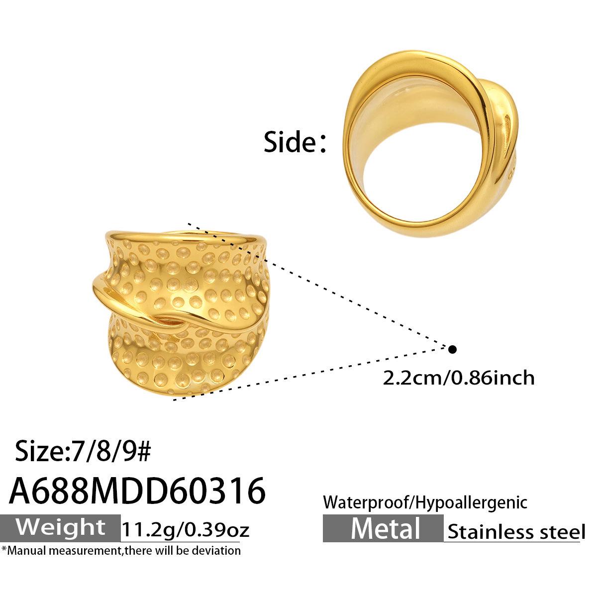 18K Gold-Plated Geometric Hammered Ring for a Simple, Luxurious Fashion Statement Size 8