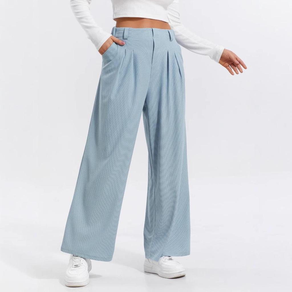 2025 Europese en Amerikaanse Dames Hoge Taille Wijde Pijp Elegante Casual Broek