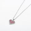 Punk Trend Sweet Cool Sweater Chain Stainless Steel Pink Zircon Love Necklaces for Birthday Present