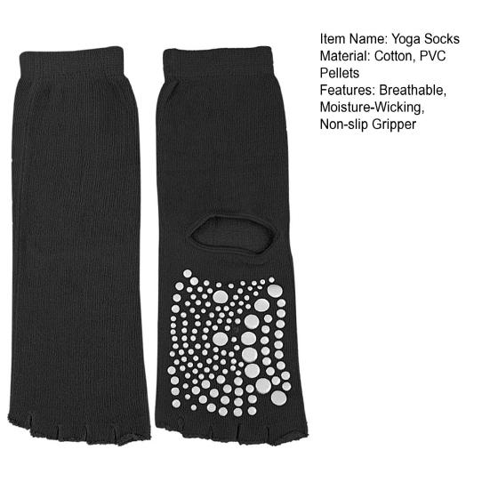 1 Pair Toeless Yoga Socks with Non-slip Gripper Breathable Moisture-Wicking Ballet Dance Fitness Pilates Athletic Gym Sports Open Five Toe Socks