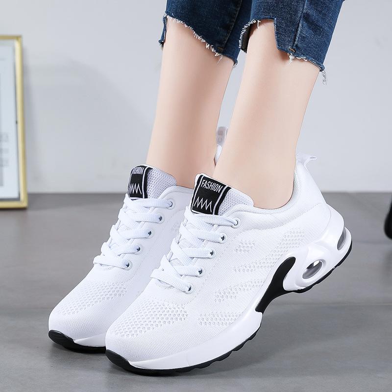 2025 Foreign Trade New Spring and Autumn Air Cushion Elderly Shoes Women's Flying Woven Breathable Mesh Sports Women's Shoes Casual Running Shoes