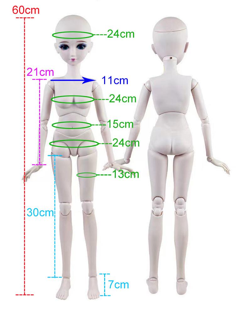 () 1/3 1/4 1/6 Doll's Clothes for 60/45/30cm Bjd Doll Diy Girl Toys Princess Skirt Dress Up Doll Accessories, No Doll