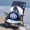 proof beach towel with FC Inter Milan logo pattern - soft,absorbent,quick-drying,machine washable - perfect for swimming,camping,bathing