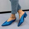 Fashion High Quality Women's Mules 2024 Summer Sexy Pointed Toe Women's Closed Toe Slippers Fashionable Outer Wear Large Size Slippers