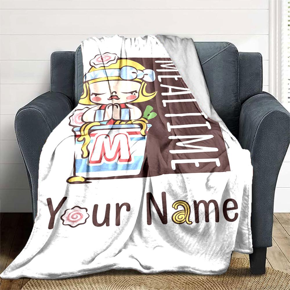 Pop Mart Personalized Text Blanket Throw Personalized Blanket Soft Warm Cozy Suitable for Bed Chair Office Seaside Four Seasons Universal