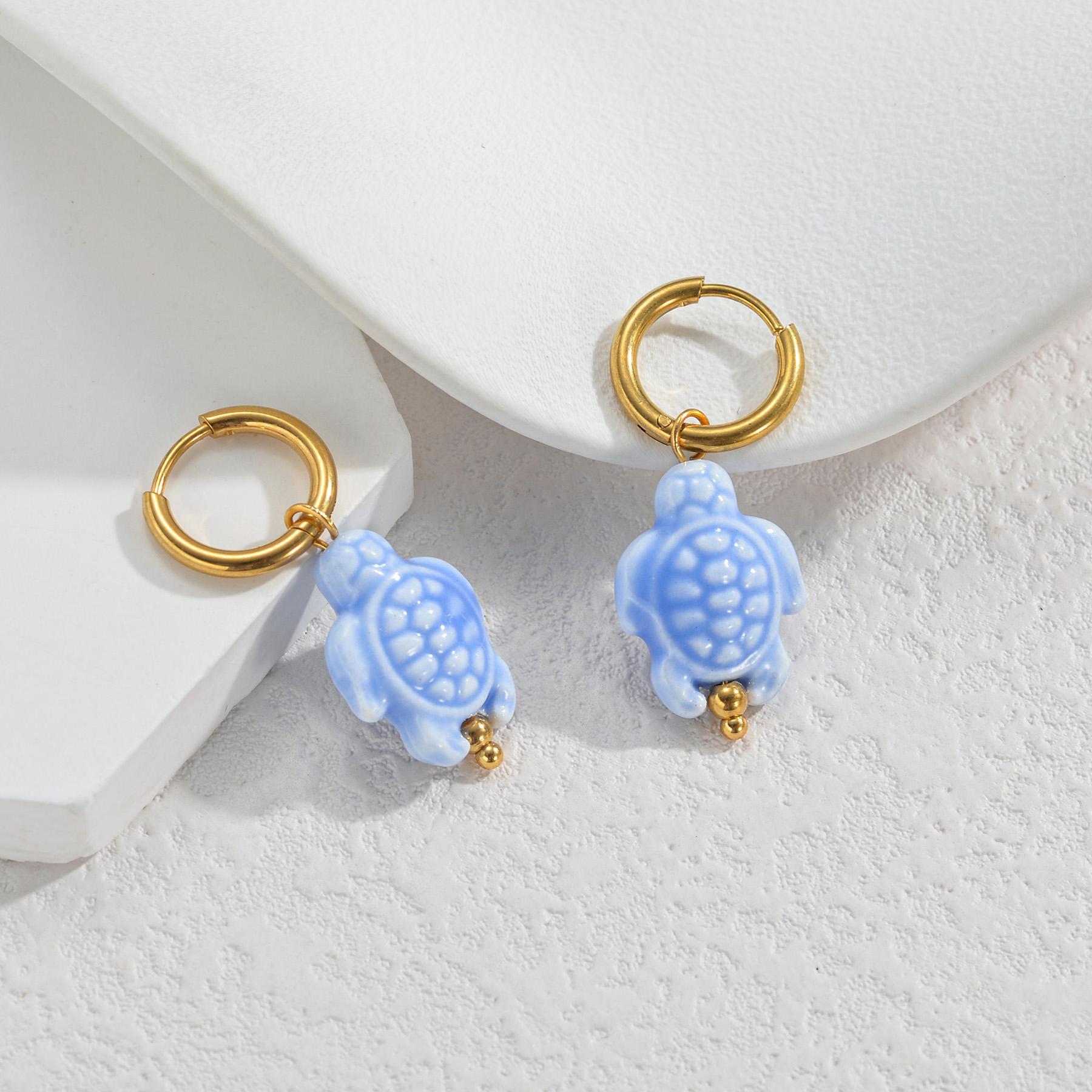 

Atoztide Trendy Multiple Style Cherry Earring for Women Stainless Steel Ceramics Starfish Fish Pendant Drop Earring Jewelry Gift