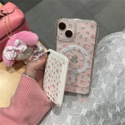 Kore Şeffaf Çiçekli Magsafe Kablosuz Şarj Telefon Kılıfı iPhone 16 15 14 13 12 11 Pro Max Xr Xs Max Kılıfları Aksesuarları Kapağı