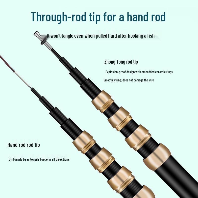 ZTO Portable 19 Tone Super Hard Fishing Rod with Integrated Reel: Compact, Through-Handle Design, Internal Wiring, Handheld.