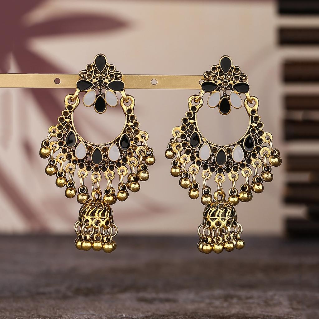 Vintage Indian-style Bell Pendant Alloy Earrings Unique Design Earrings and Jewelry