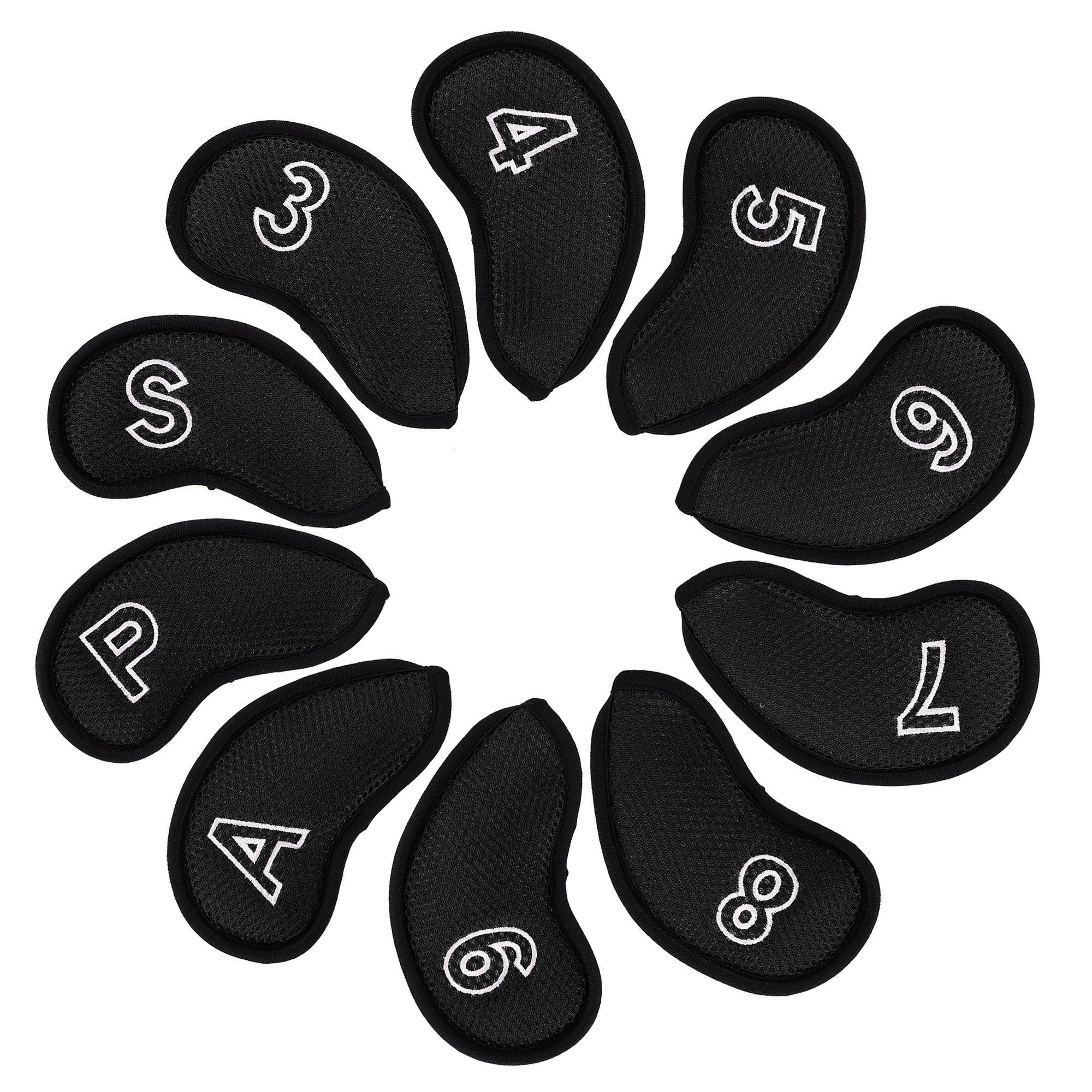 

Комплект из 10 сетчатых чехлов на липучках для гольфа, сверхлегкий чехол, (3-9, П, А, С) вышивка,