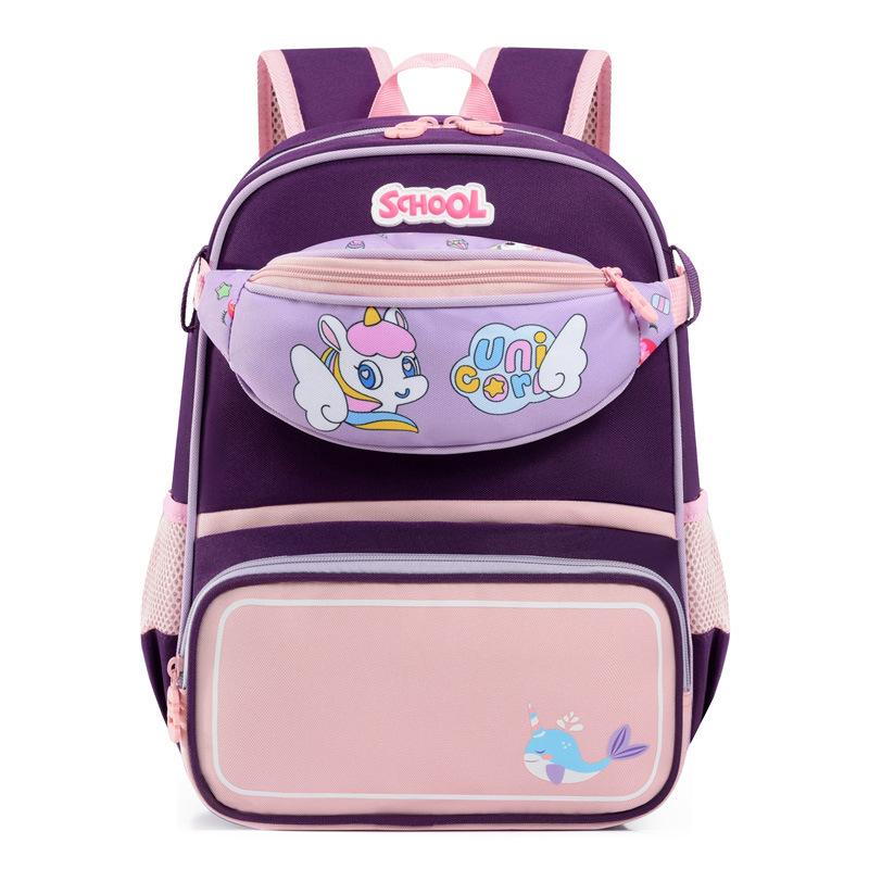 School Bag New School Bag Boys and Girls Cute Cartoon Backpack Chest Waist Bag Two-piece Backpack