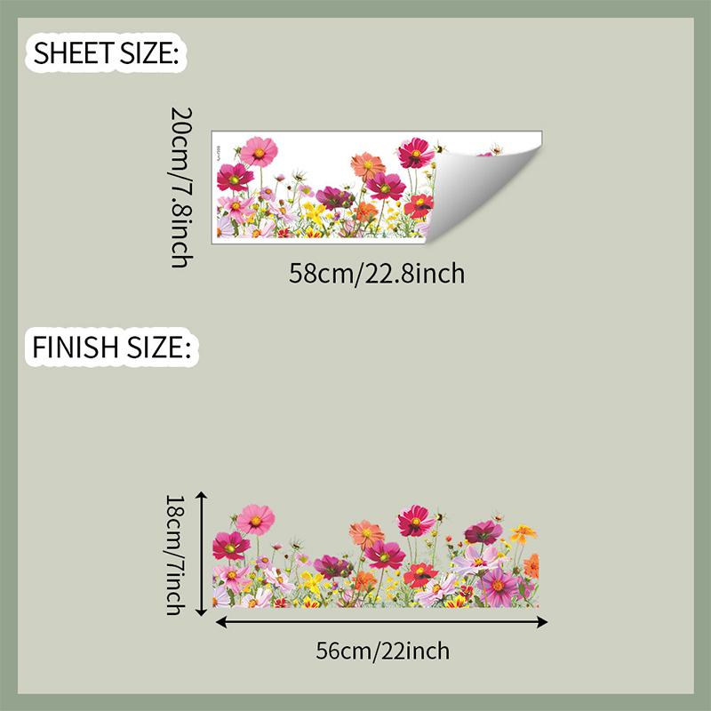 Beautiful Colorful Flowers Wall Stickers Glass Windows Decor Mural Room Window Home Decoration Self-Adhesive Decals