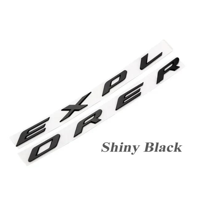 AJJ1 Chrome Black Logo Explorer Emblem Leters Car Front Hood Emblem Bonnet Bagde For Ford Explorer 4 5 6 Explorer Sticker Accessories