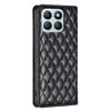 BINFEN COLOR BF Style-16 For Honor X8b 4G Case Stand Magnetic PU Leather Rhombus Grid Phone Cover
