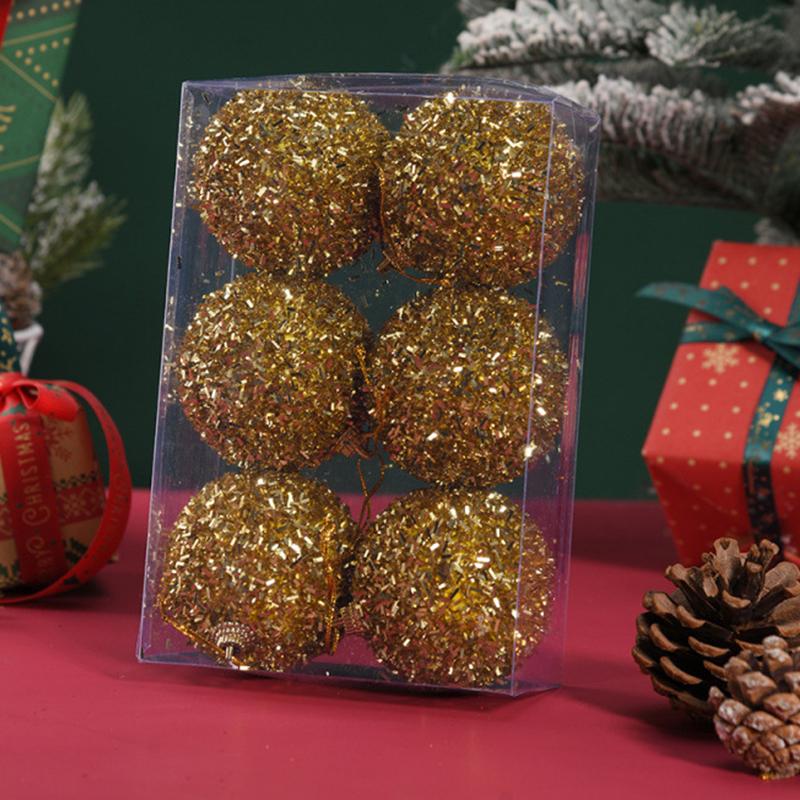 6Pcs/box Big Christmas Balls Gold Glitter Christmas Ball for Xmas Tree Hanging Ornaments Home Party 2025 New Year Gift Navidad