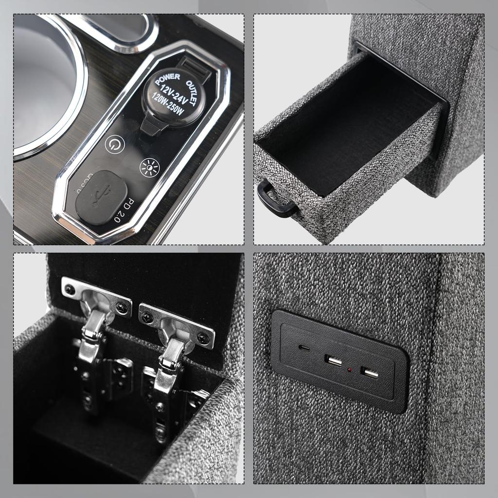 Sporacingrts Sienta Console 170 10 15 Center Console Armrest Storage Box with Wireless Gray Fabric Box, Series, Series, Series, Charging, (Silencer)