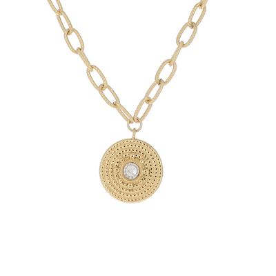 [R4477] - Designer Steel Necklace 'Cléopatra' White Gold - 20 Mm