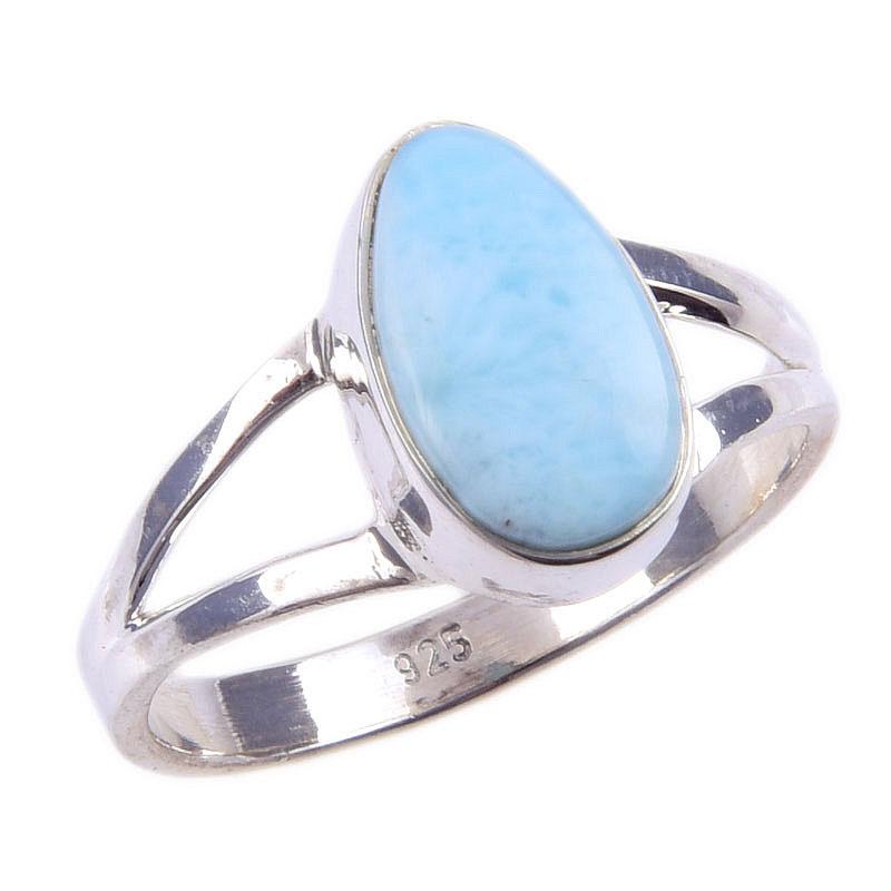Natural Republic Larimar Gemstone 925 Solid Sterling Silver Gift Ring S.7 T9l25