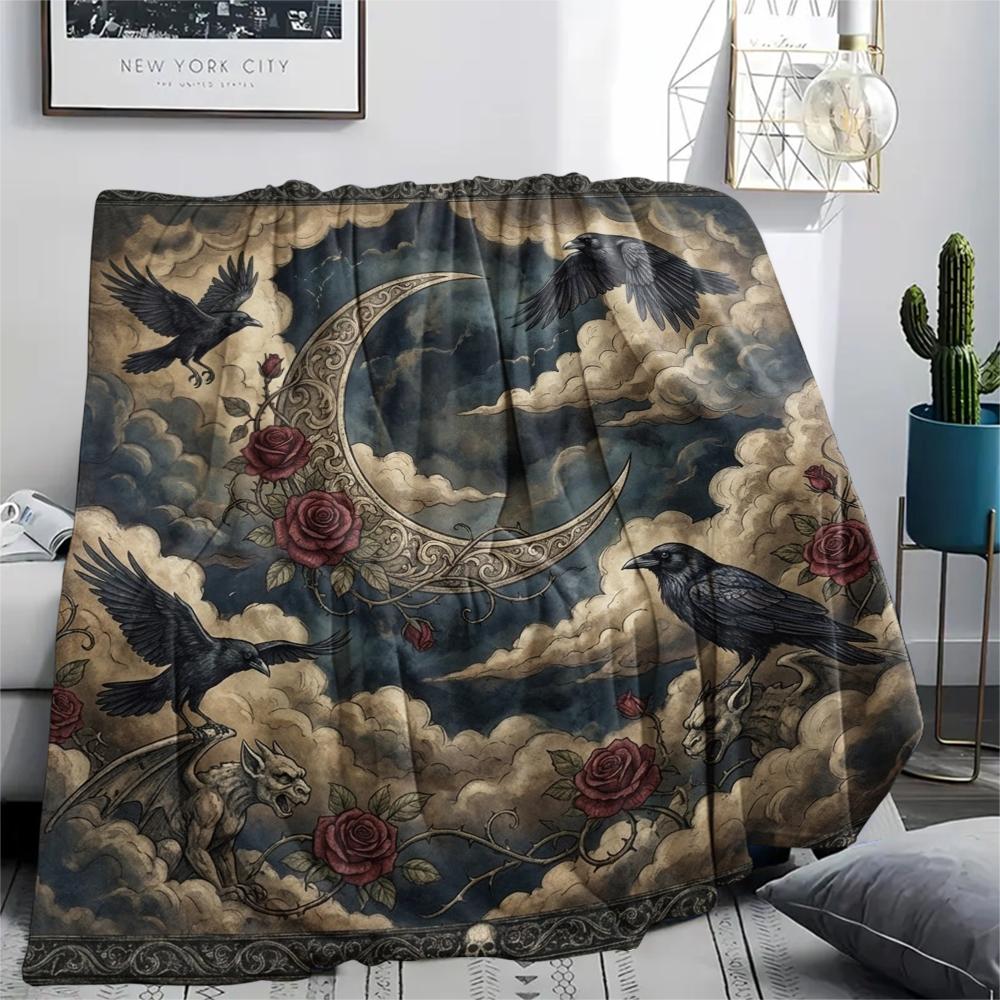 1Pc Sky Print Flannel Blanket, High Quality Comfortable for All Seasons, Home Decor, Warmth and Comfort, Perfect for Christmas Gifts W162