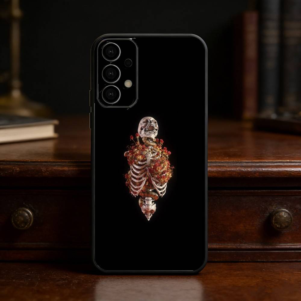 Anatomy Skeleton Phone Case For Samsung S25,S24,S21,S22,S23,S30,Ultra,S20,Plus,Fe,Lite Black Shell