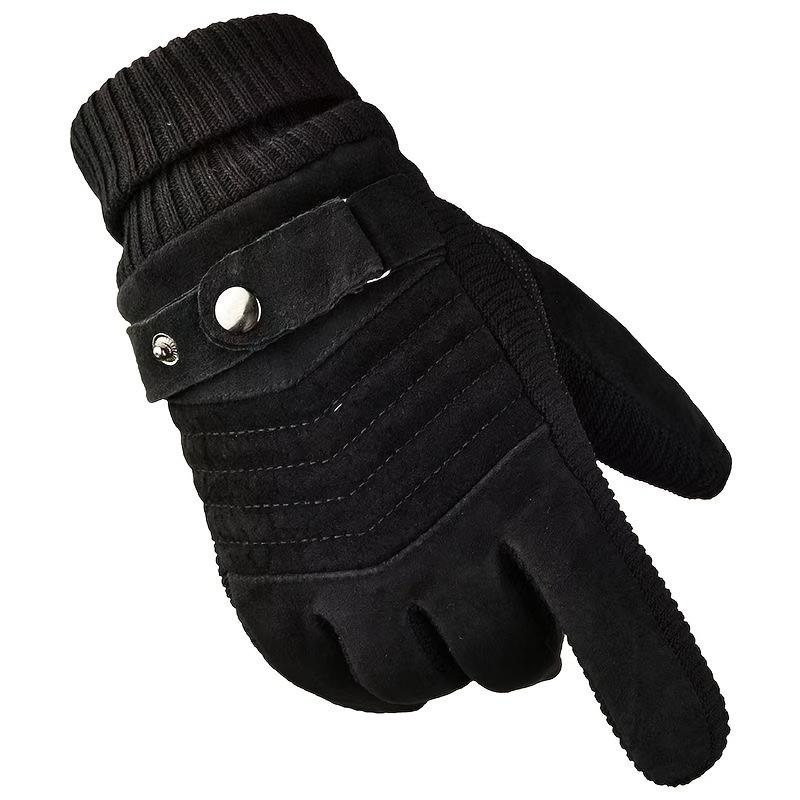 

Men s Winter Motorcycle Gloves Leather Touch Screen Anti-Slip Thick Pile Windproof Waterproof Warm Cold Insulation Breathable чорний