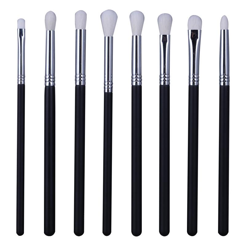 8-Piece Eye Makeup Brush Set: Fiber & Wool Shadow and Blending Brushes
