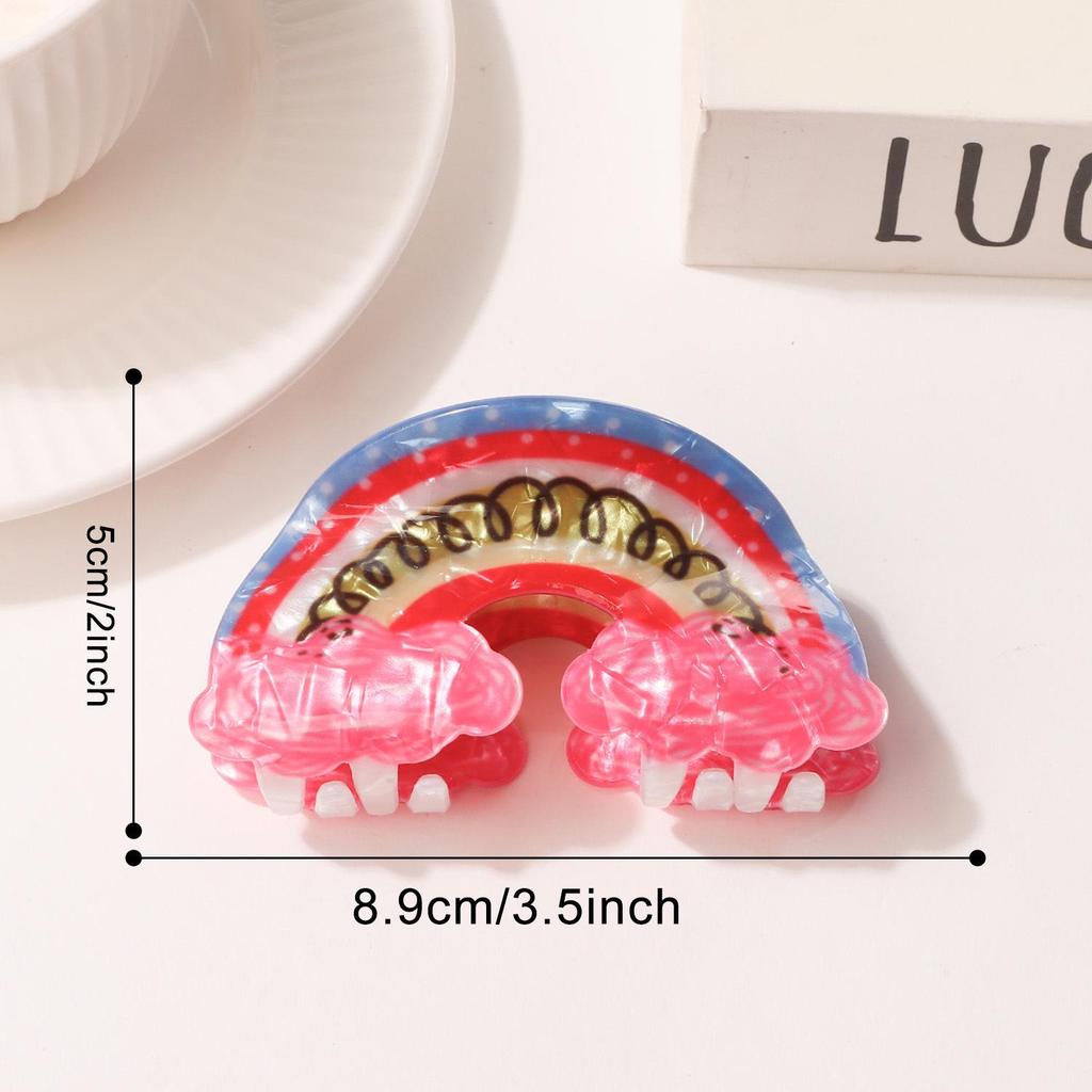 Dreamy Rainbow Cloud Shark Hair Clip – Sweet Metal Spring Claw for Women