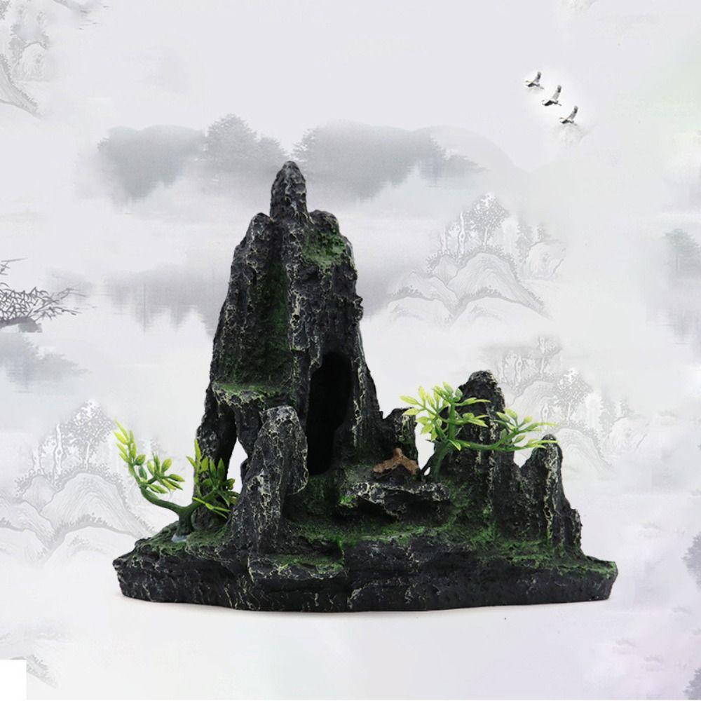 Resin Aquarium Rockery Mountain Decoration Artificial Mountain Stone Statue  Living Room