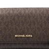 Michael Kors Printed Logo Artificial Leather Coated Canvas Wallet Medium Unisex Couple Brown