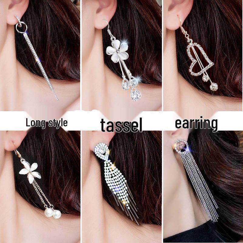 Pearl & Zircon Tassel Earrings