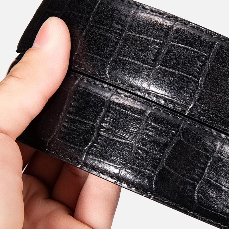 Vegetable Tanned Leather Crocodile Pattern Belt Strip Double sided Dyed Head Layer Cowhide Belt Strip Automatic Body