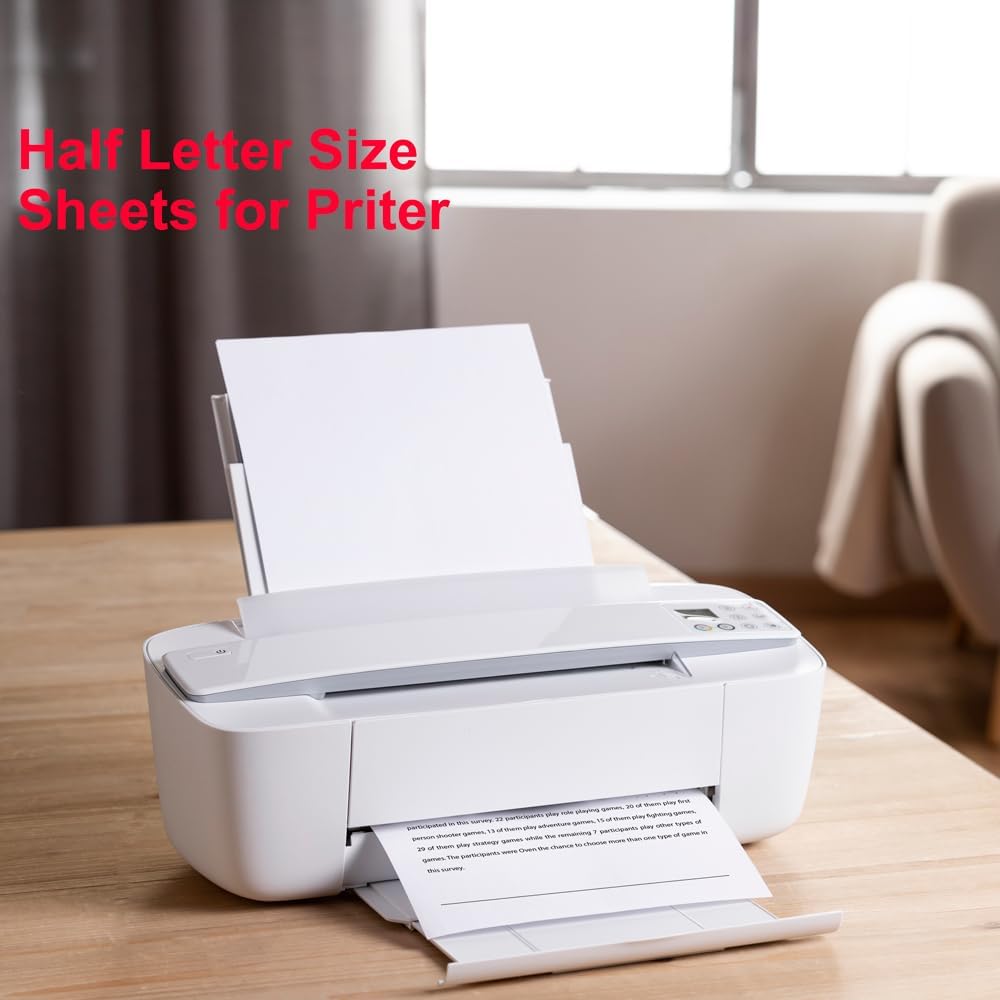Half Letter Blank Paper, A5 100 Sheets/200 Pages Printer Paper, Unpunched, Blank Copy Paper, 100gsm, White, 5.8'' x 8.2''