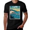 Capri Italy Vintage Resort Travel Advertising Print Tshirt Work Style Casual Tshirt