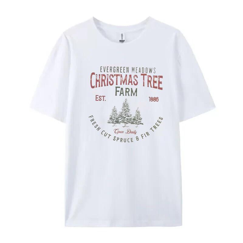 

Christmas Tree Farm Graphic T Shirt Women Hip Hop Streetwear Christmas Fashion Casual Cute Tshirts Short Sleeve Cotton Tee Tops S