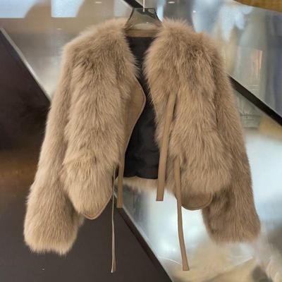 Kadın Moda Giyim Ceket için Kalın ve Sıcak Sahte Tilki Kürk Ceket