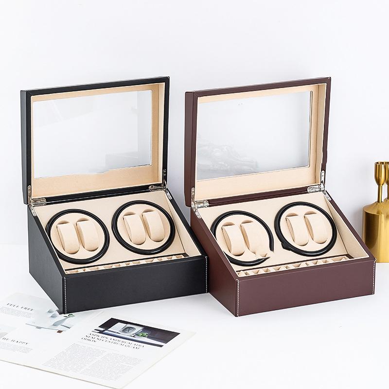 Leather Silent Movement Watch Winders Box Rotating Automatic Winder Watch Boxes Mechanical Watches Display Organizer Accessories