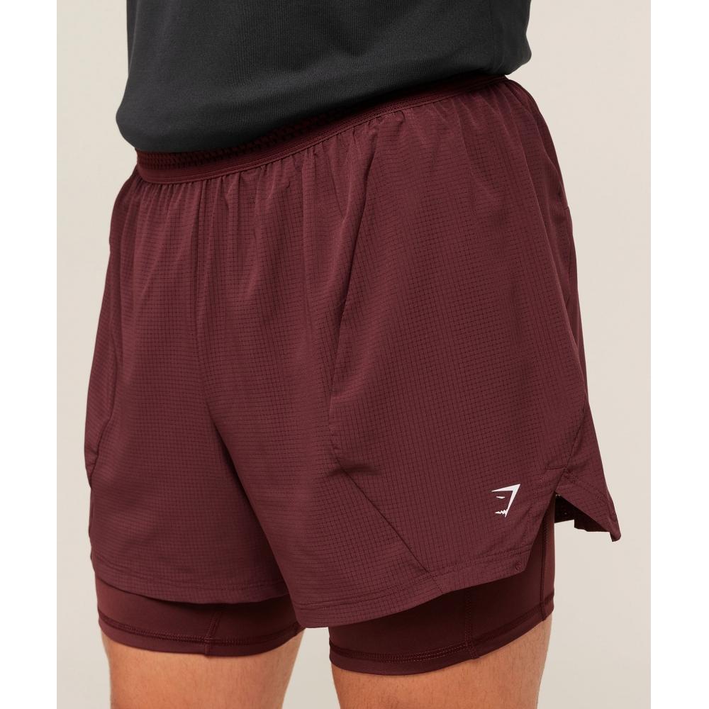 Gymshark Running 4  2in1 Shorts Rich Maroon A3b9p Nbzq