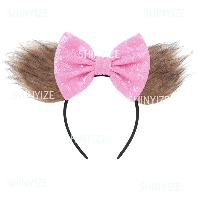 Fashion New Brown Beauty And Beast Mouse Ears Headband 5" Headwear Boys Girls Festival Party Hair Accessories Women Gift