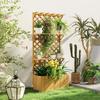 52L Wooden Planter, with Trellis and Shelves - Natural Finish
