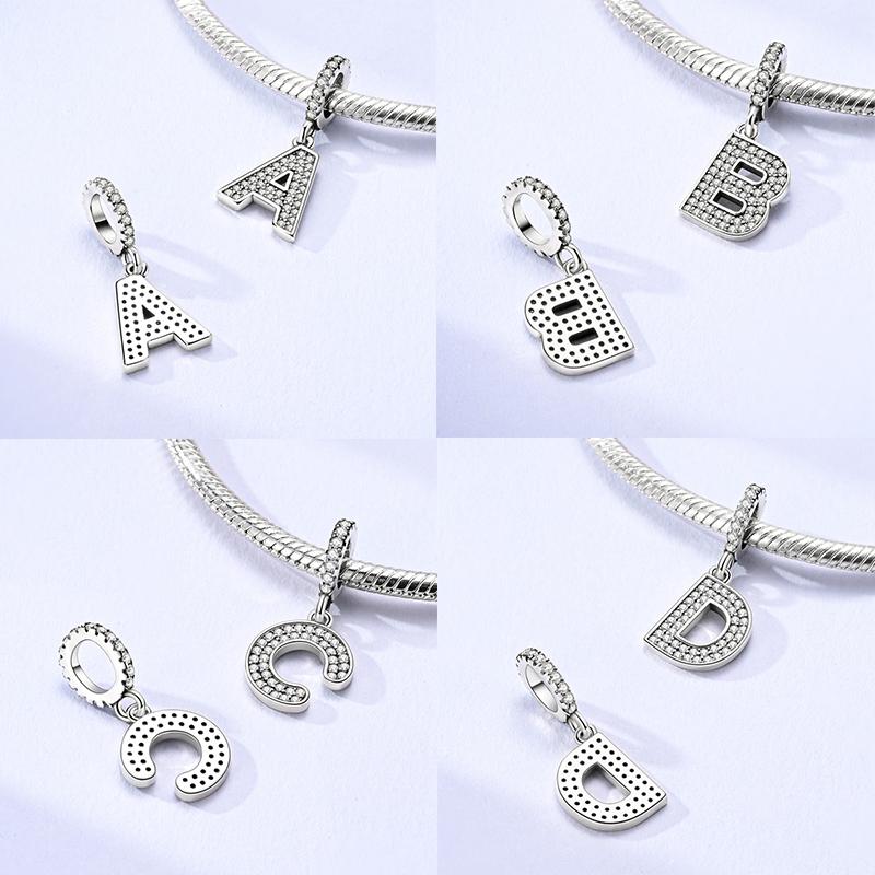Classic Copper 26 Letters A-Z Alphabet Charms Beads Fit Original Bracelet Bangle Necklace Dangle Women Jewelry Gift
